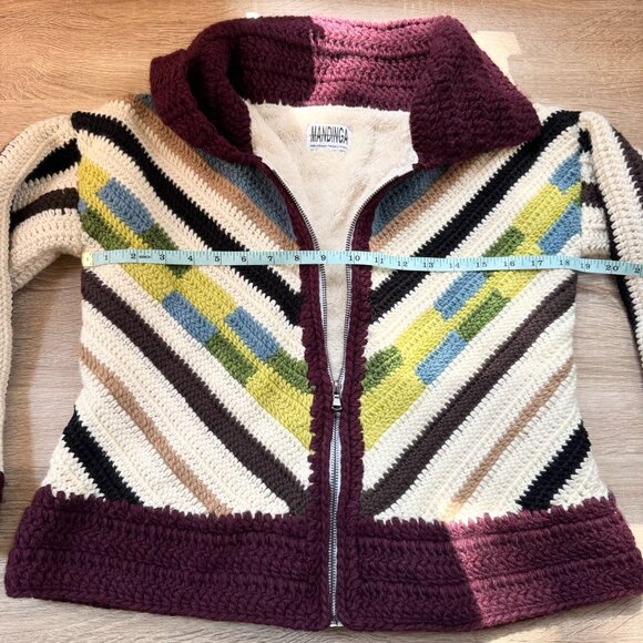 Mandinga Suzia Crochet Sweater Jacket Wool Multicolor Knit Zip Up Size Small - Picture 8 of 14